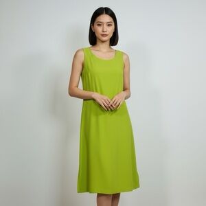 Vintage Lime Green Beach Sleeveless Midi Dress Sea‎ Suns Made in USA size Small
